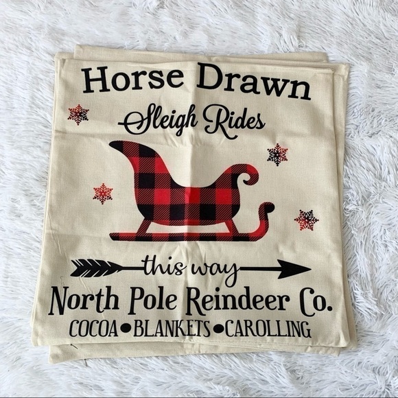 Nwt Set of 4 Christmas Boho Rustic Home Day Throw Farm Burlap Pillows 18”x18” - Picture 2 of 9